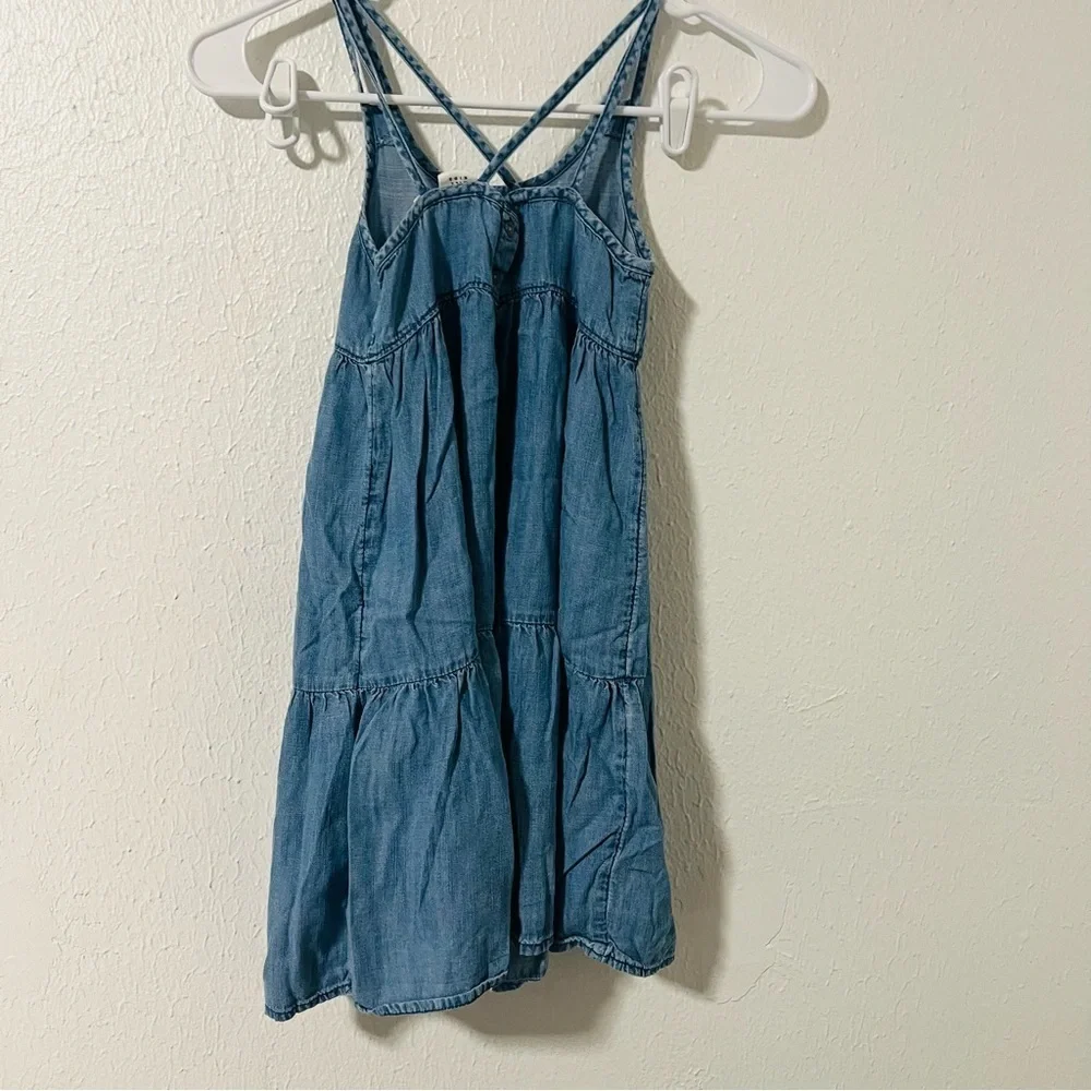 GAP Kids Girls Small Chambray Tiered Sleeveless Blue Sundress Casual Outdoors